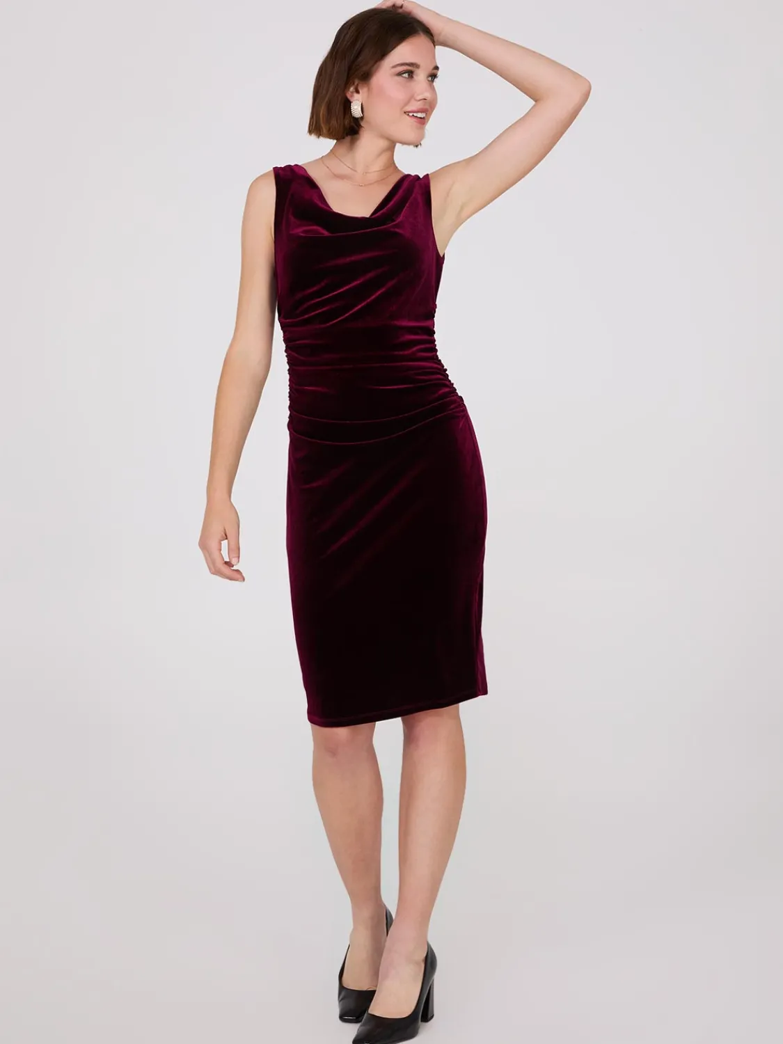 Suzy Shier Mini|Party Dresses>Velvet Cowl Neck Dress