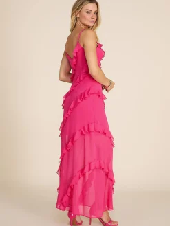 Suzy Shier Evening Gowns - Le Château>V-Neck Allover Ruffle Gown
