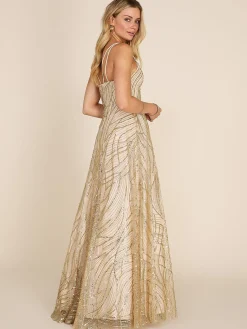 Suzy Shier Evening Gowns - Le Château>V-Neck Allover Sparkle On Mesh Ball Gown