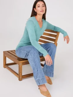 Suzy Shier Long Sleeve|Sweaters & Cardigans>V-Neck Long Sleeve Sweater With Ribbed Details