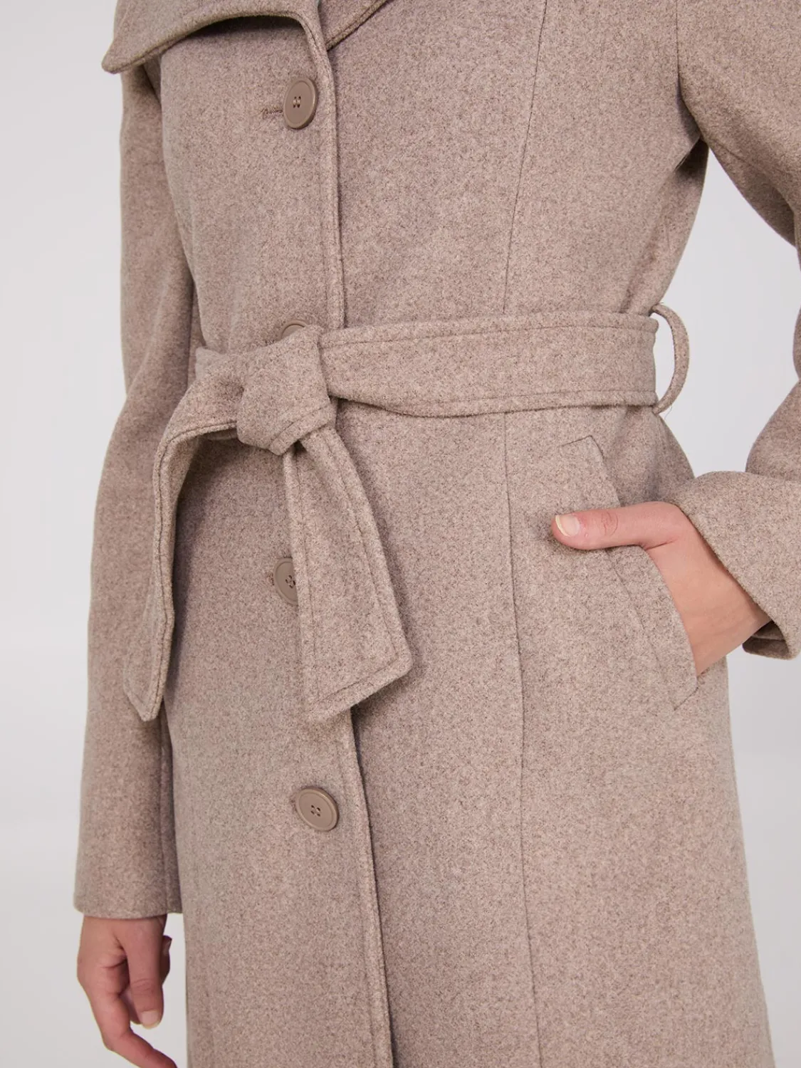 Suzy Shier Coats|Coats>Wide Lapel Midi Coat