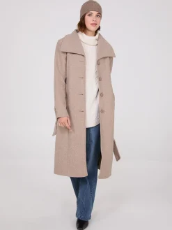 Suzy Shier Coats|Coats>Wide Lapel Midi Coat