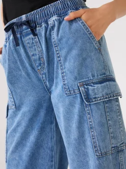 Suzy Shier Jeans|Pants>Wide-Leg Denim Cargo Pants