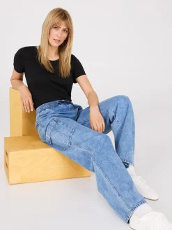 Suzy Shier Jeans|Pants>Wide-Leg Denim Cargo Pants