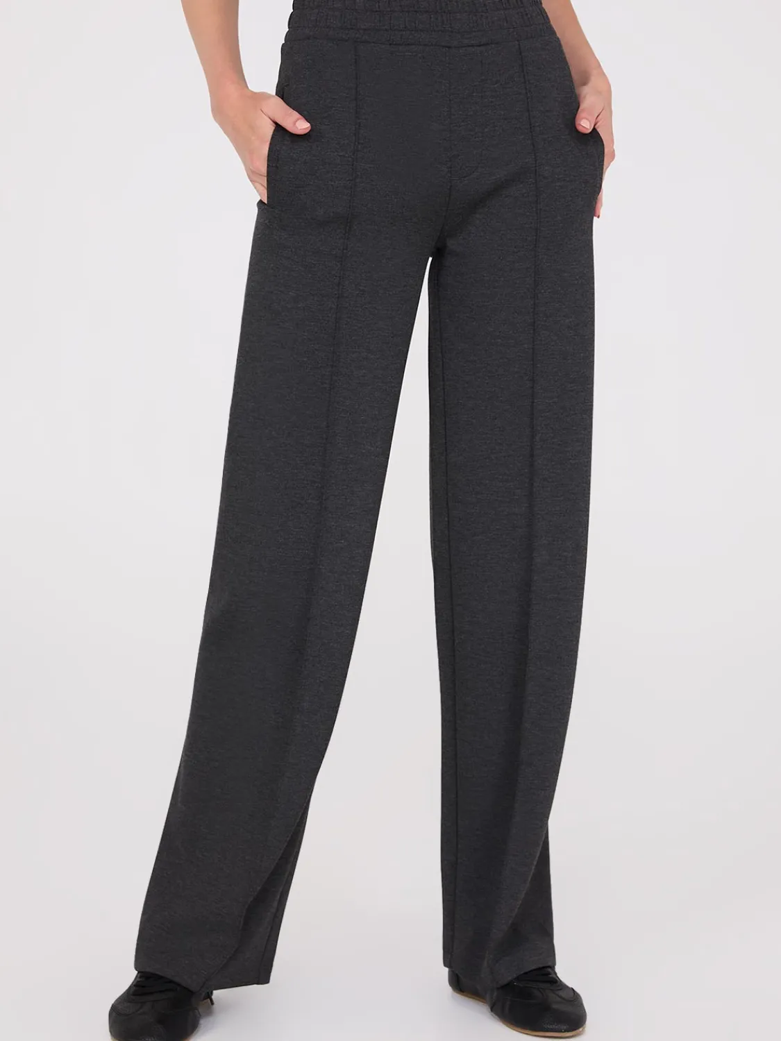 Suzy Shier Pants>Wide-Leg Front Pintuck Pants
