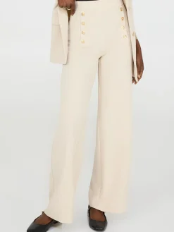 Suzy Shier Suiting|Bottoms>Wide-Leg Pants With Gold Button Details