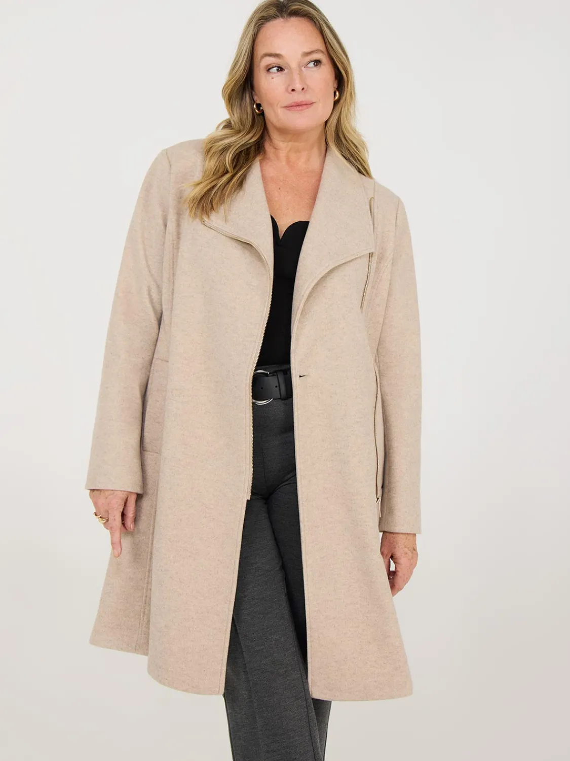 Suzy Shier Coats|Coats>Wrap Collar Coat