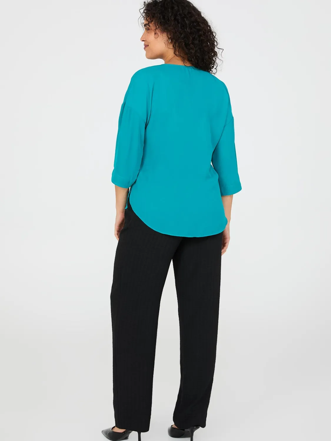 Suzy Shier Tops|Short Sleeve>Zip Front V-Neck Top
