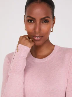 Suzy Shier Long Sleeve|Sweaters & Cardigans>Zip Sleeve Crew Neck Sweater